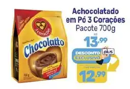 Supermercados Jau Serve Achocolatado em Pó 3 Corações oferta