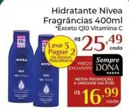 Dona de Casa Hidratante nivea fragrâncias oferta