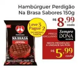 Dona de Casa Hambúrguer perdigão na brasa sabores oferta
