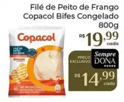 Dona de Casa Filé de peito de frango copacol bifes congelado oferta