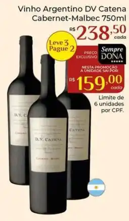 Dona de Casa Vinho Argentino Dv Catena Cabernet-Malbec oferta