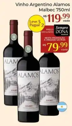 Dona de Casa Vinho Argentino Alamos Malbec oferta