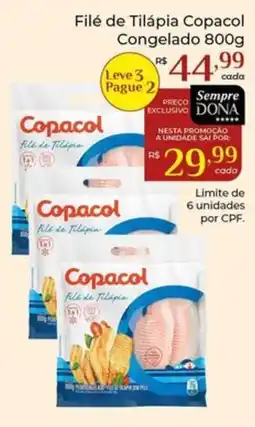 Dona de Casa Filé de Tilápia Copacol congelado oferta