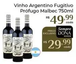 Dona de Casa Vinho Argentino Fugitivo Prófugo Malbec oferta