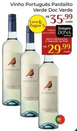 Dona de Casa Vinho Português Pardalito Verde Doc Verde oferta