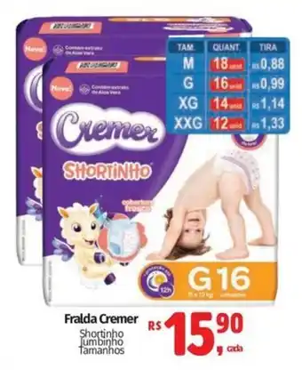 Fralda cremer shortinho jumbinho tamanhos