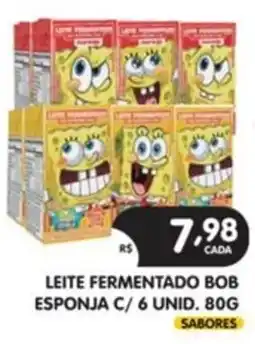 Supermercados Real Leite fermentado bob esponja c/ 6 unid. 80g oferta