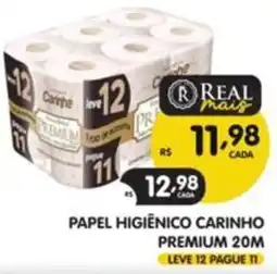 Supermercados Real papel higiênico carinho premium 20m oferta