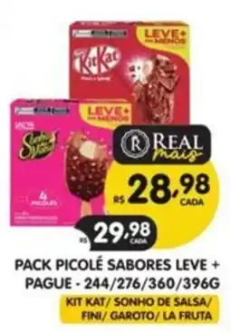 Supermercados Real Pack picolé sabores leve oferta