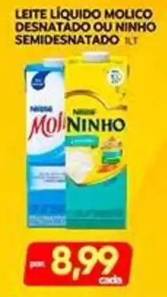 Novo Mix Leite líquido molico desnatado ou ninho semidesnatado oferta