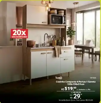 Cozinha Compacta 4 Portas 1 Gaveta