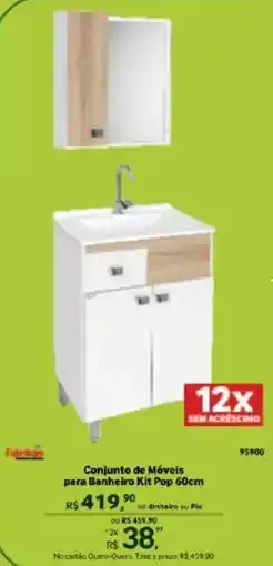Quero Quero Conjunto de Móveis para Banheiro Kit Pop 60cm oferta