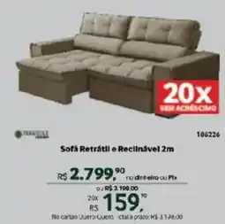 Quero Quero Sofá retrátil e reclínável 2m oferta