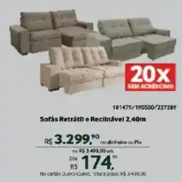 Quero Quero Sofás retrátil e reciclável 2,40m oferta