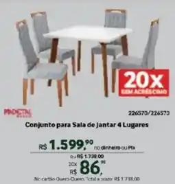 Quero Quero Conjunto para Sala de Jantar 4 Lugares oferta