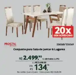 Quero Quero Conjunto para Sala de Jantar 6 Lugares oferta