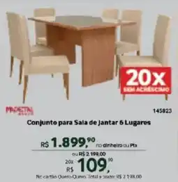Quero Quero Conjunto para Sala de Jantar 6 Lugares oferta