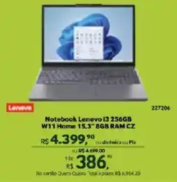 Quero Quero Notebook lenovo i3 256gb w11 home 15,3" 8gb ram cz oferta