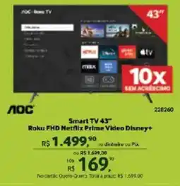 Quero Quero Smart TV 43" Roku FHD Netflix Prime Video Disney+ oferta