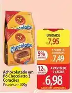 Atacadão 3 corações - achocolatado em pó chocolatto oferta