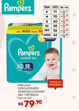 Bistek Supermercados Fraldas descartáveis pampers confort sec fortebag oferta