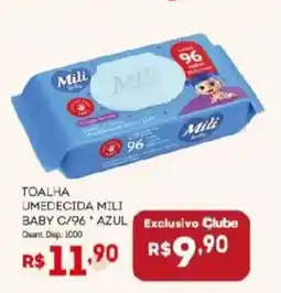 Bistek Supermercados toalha umedecida mili baby c/96 * azul oferta
