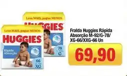 Spani Atacadista Huggies - fralda rápida absorção m-92/g78/ xg-66/xxxg-66 un oferta