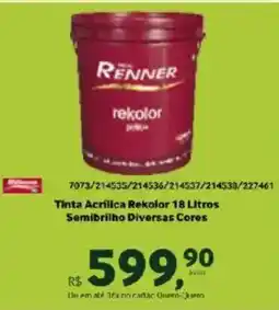 Quero Quero Tinta Acrilica Rekolor Semibrilho Diversas Cores oferta