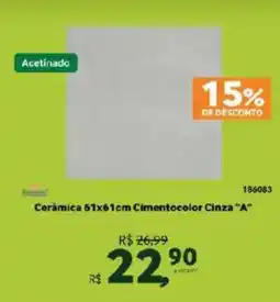 Quero Quero Cerâmica 61x61cm Cimentocolor Cinza "A" oferta