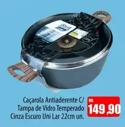 Proença Supermercados Caçarola Antiaderente C/ Tampa de Vidro Temperado Cinza Escuro Uni oferta