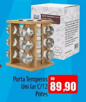 Porta temperos uni lar c/12 potes
