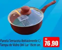 Proença Supermercados Panela Terracota Antiaderente C/ Tampa de Vidro Uni Lar oferta