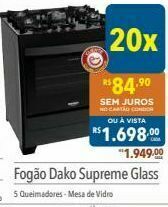 Fogão dako supreme glass