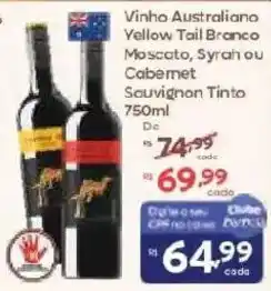 Barbosa Supermercados Vinho Australiano Yellow Tail Branco Moscato, Syrah ou Cabernet Sauvignon Tinto oferta