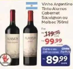 Barbosa Supermercados Vinho argentino tinto alamos cabernet sauvignon ou malbec oferta