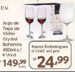Barbosa Supermercados Jogo de taça de vinho crystal bohemia oferta