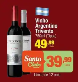 Santo Supermercados Vinho Argentino Trivento oferta
