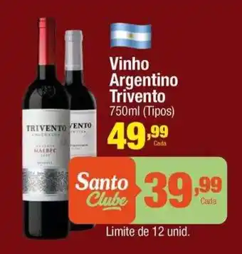 Santo Supermercados Vinho Argentino Trivento oferta