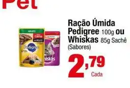 Santo Supermercados Ração Úmida Pedigree 100g ou Whiskas 85g Sachê oferta