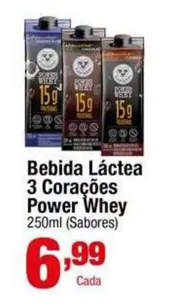 Santo Supermercados Bebida Láctea 3 Corações Power Whey oferta