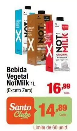 Santo Supermercados Bebida Vegetal NotMilk oferta