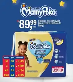 Frangolândia Fraldas descartáveis Mamy Poko Dia & Noite Mega oferta