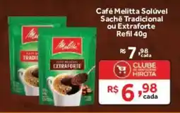 Hirota Food Supermercado Café Melitta Solúvel Sachê Tradicional ou Extraforte oferta