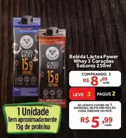 Hirota Food Supermercado Bebida Láctea Power Whey 3 Corações Sabores oferta