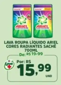 Araújo Supermercados lava roupa líquido ariel cores radiantes sachê oferta