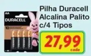 Pilha Duracell Alcalina Palito c/4 Tipos