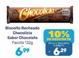 Supermercados Jau Serve Biscoito recheado chocolícia sabor chocolate oferta