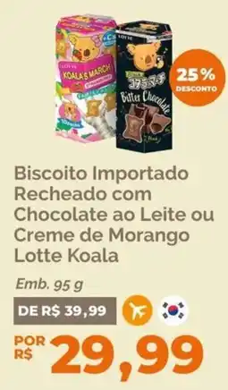 Oba Hortifruti Biscoito Importado Recheado com Chocolate ao Leite ou Creme de Morango Lotte Koala oferta