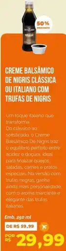 Oba Hortifruti Creme balsâmico de nigris clássica ou italiano com trufas de nigris oferta