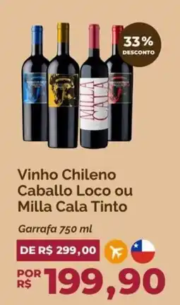 Oba Hortifruti Vinho Chileno Caballo Loco ou Milla Cala Tinto oferta